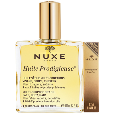 NUXE Huile Prodigieuse többfunkciós szárazolaj arcra, testre, hajra 100 ml + parfüm 1,2 ml