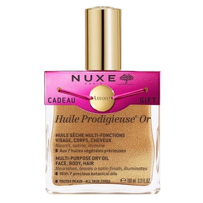 NUXE Huile Prodigieuse többfunkciós arany-csillámos szárazolaj arcra, testre, hajra 100 ml +karkötő