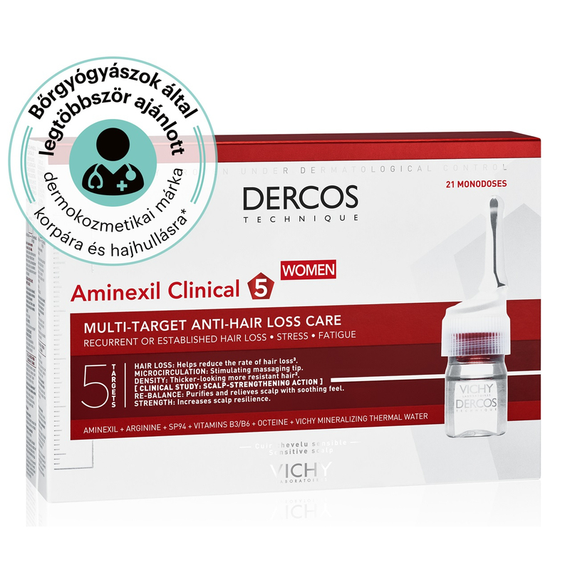 VICHY Dercos Aminexil Clinical 5 hajhullás elleni ampulla nőknek 21 ampulla
