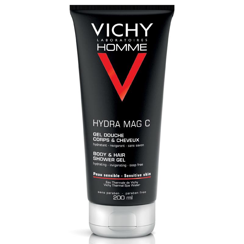 VICHY Homme Hydra Mag C frissítő, hidratáló tusfürdő testre és hajra 200 ml