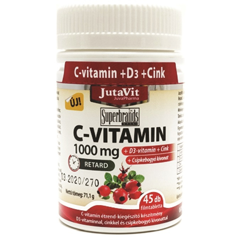 JutaVit C-vitamin 1000 mg + D3 + Zn + csipkebogyó retard 45 db