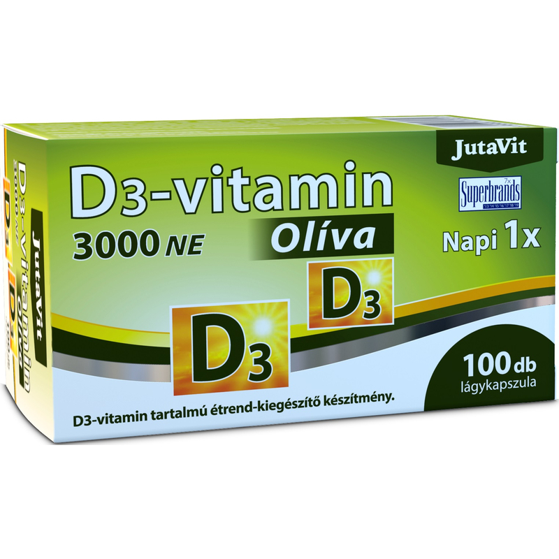 JutaVit D3-vitamin 3000 NE Olíva lágykapszula 100 db