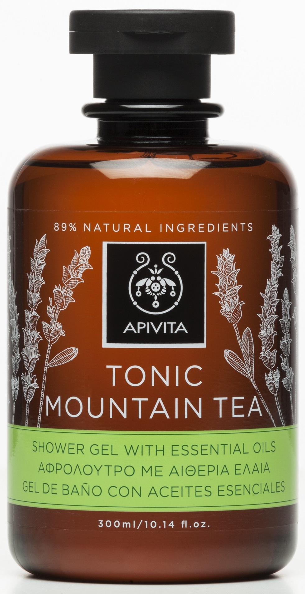APIVITA tusfürdő pezsdítő hegyi teával és illóolajokkal 300 ml