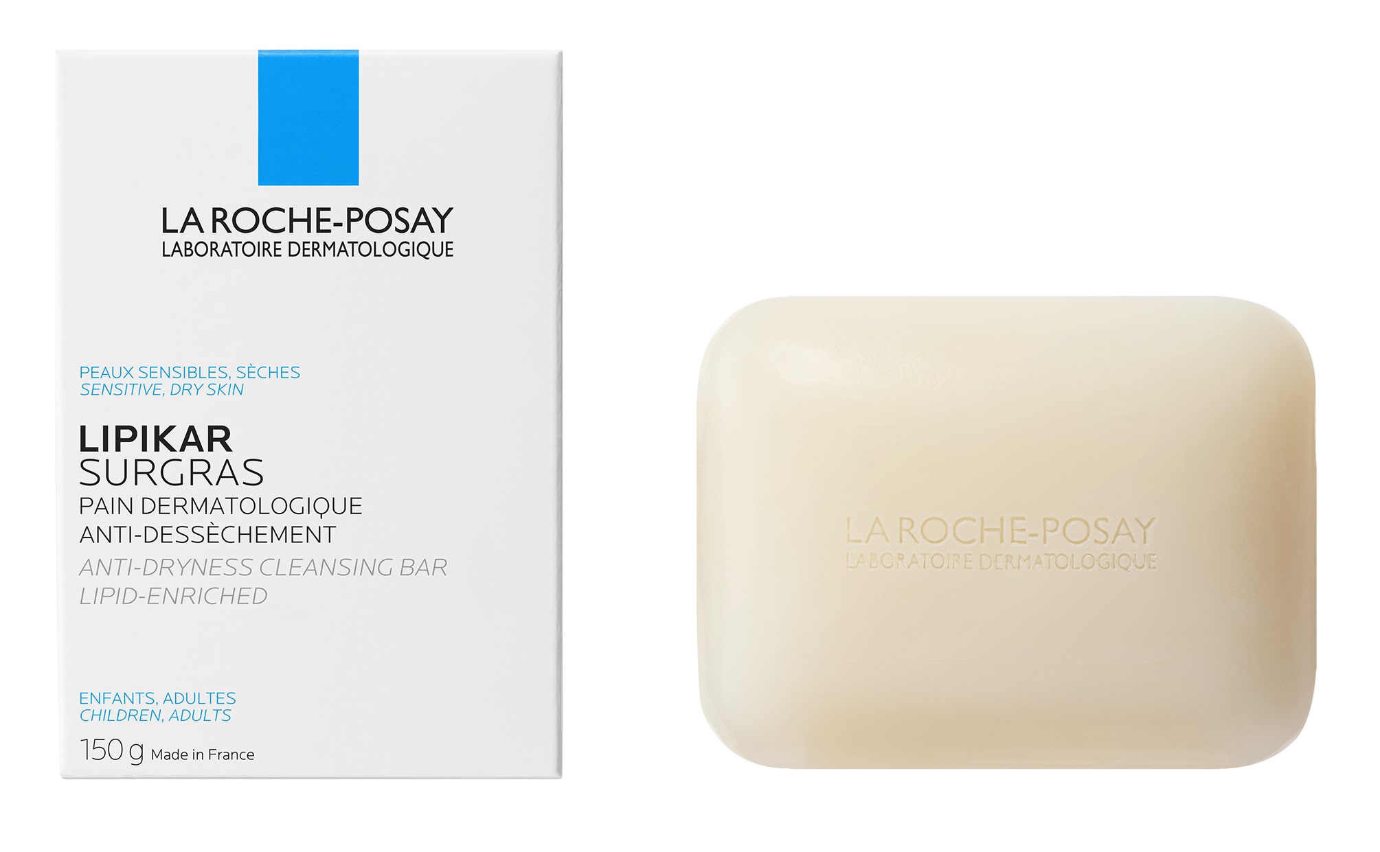 LA ROCHE-POSAY Lipikar Surgras lipidekben gazdag szappan bőrszárazság ellen 150 g