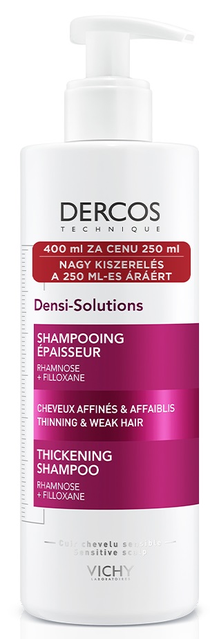 VICHY Dercos Densi-Solutions dúsító hatású sampon elvékonyodott és erőtlen hajra 400 ml