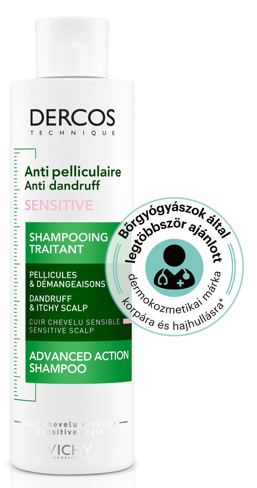 VICHY Dercos korpásodás elleni sampon érzékeny fejbőrre 200 ml
