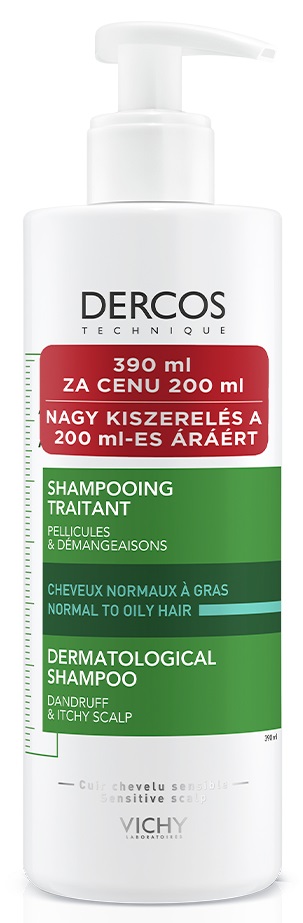 VICHY Dercos korpásodás elleni sampon normál és zsíros hajra 390 ml