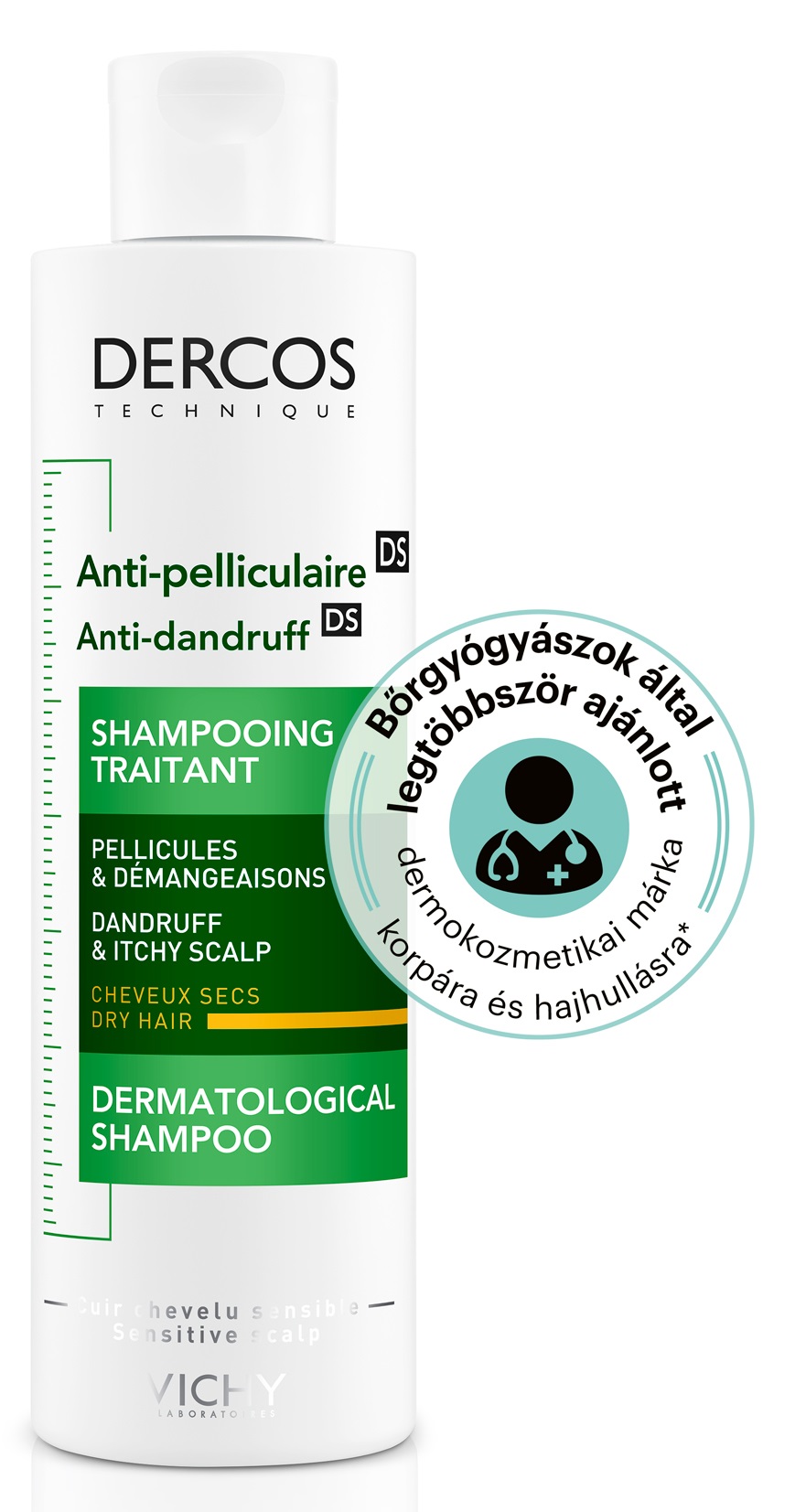VICHY Dercos korpásodás elleni sampon száraz hajra 200 ml