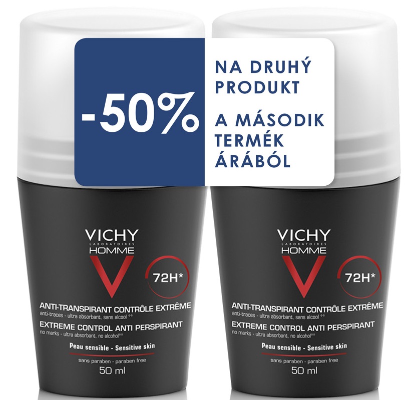 VICHY Homme intenzív izzadásgátló dezodor golyós 2x50 ml