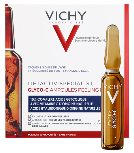 VICHY Liftactiv Specialist Glyco-C Éjszakai hámlasztó ampulla pigmentfoltok ellen 10 x 1,8 ml
