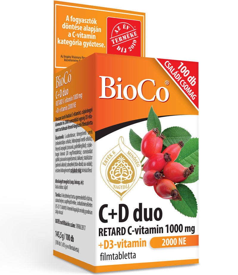 BioCo retard C-vitamin 1000 mg+D3 2000 NE 100 db